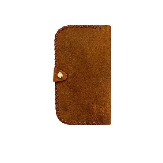 Suede Leather Wallet - Walnut Brown