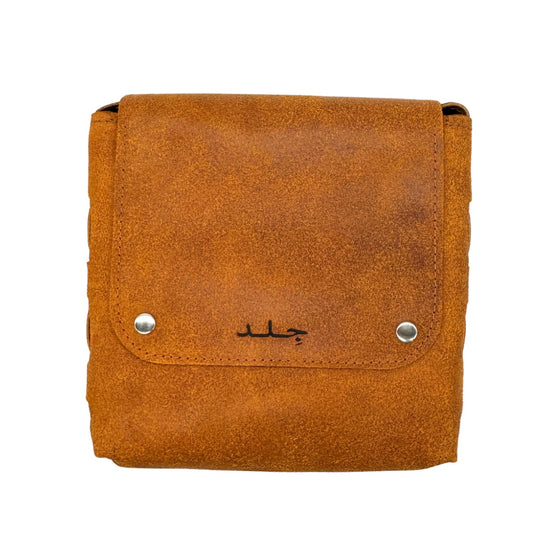 Suede Leather Cross Body Bag - Camel