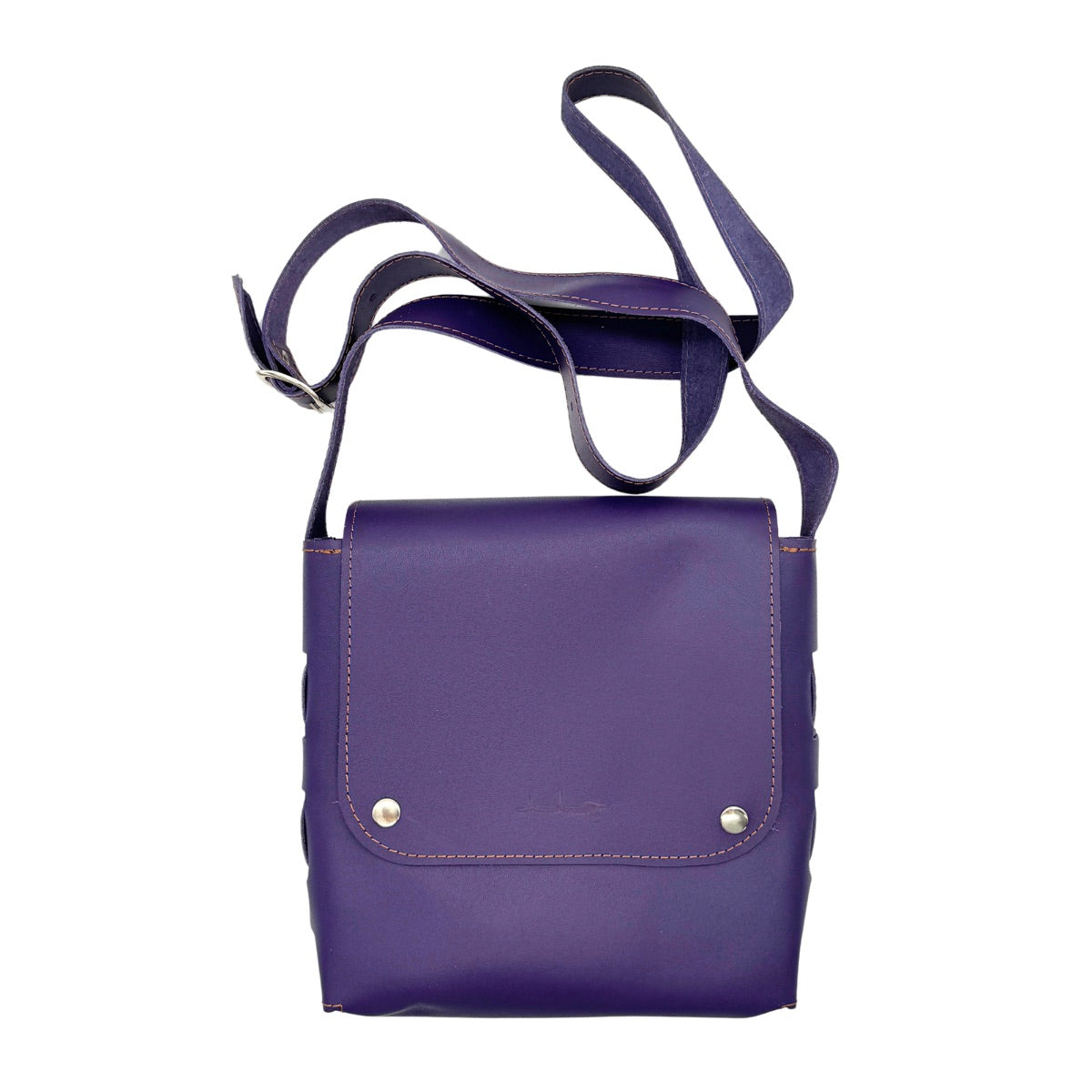 Leather Cross Body Bag - Purple