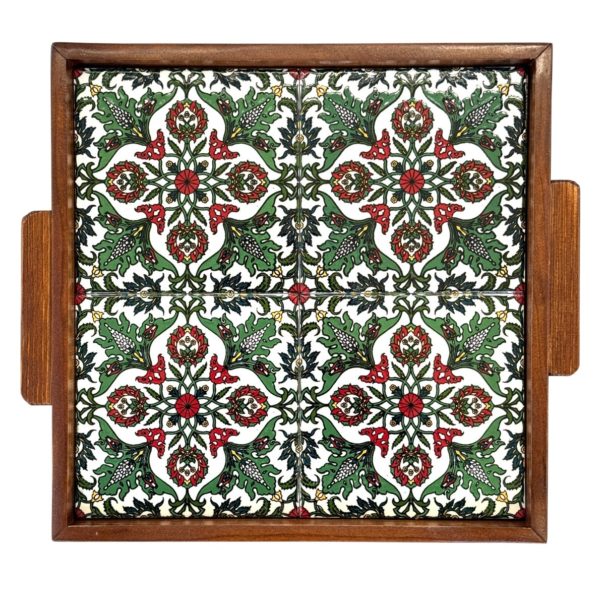 Ceramic and Wood Serving Tray