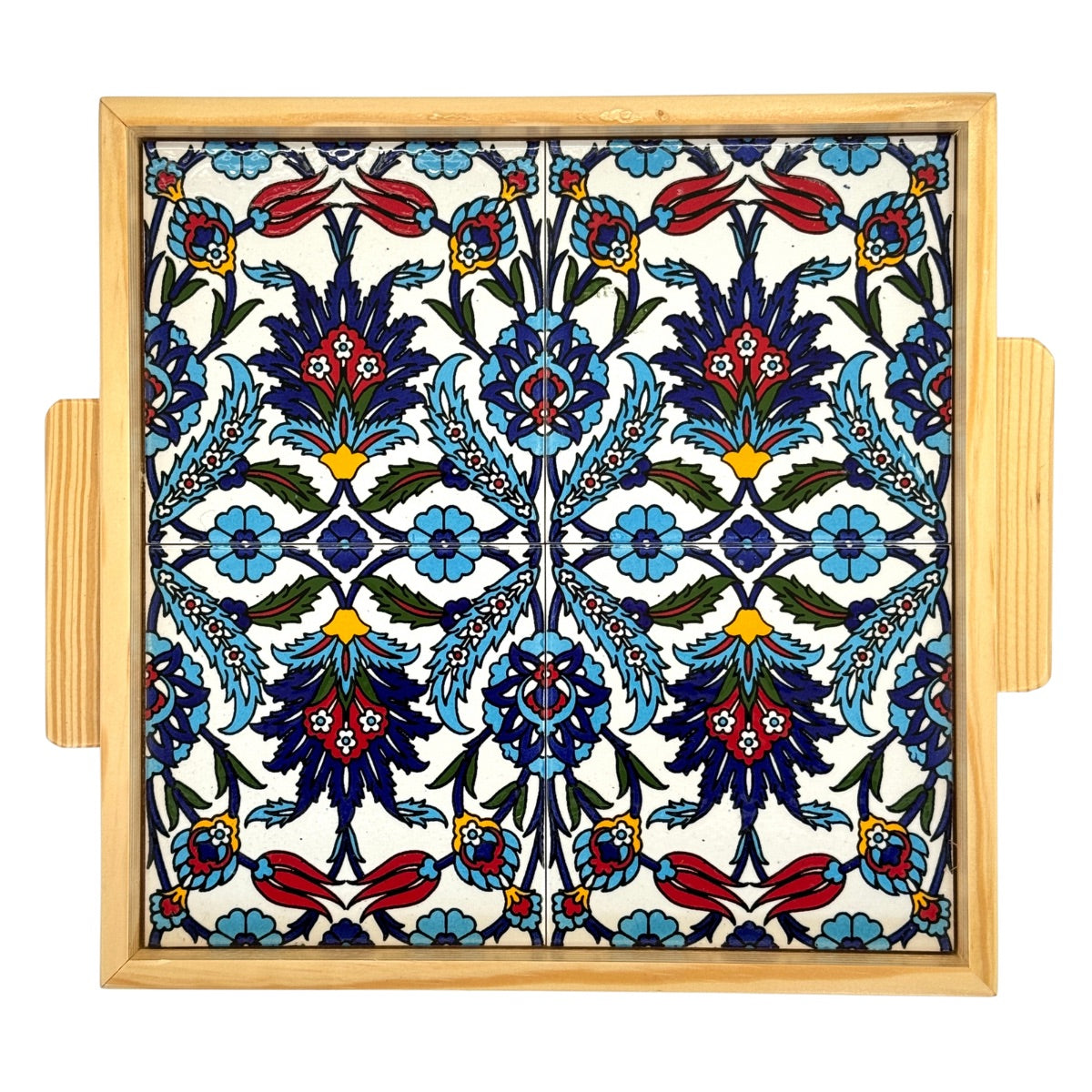 Ceramic and Wood Serving Tray