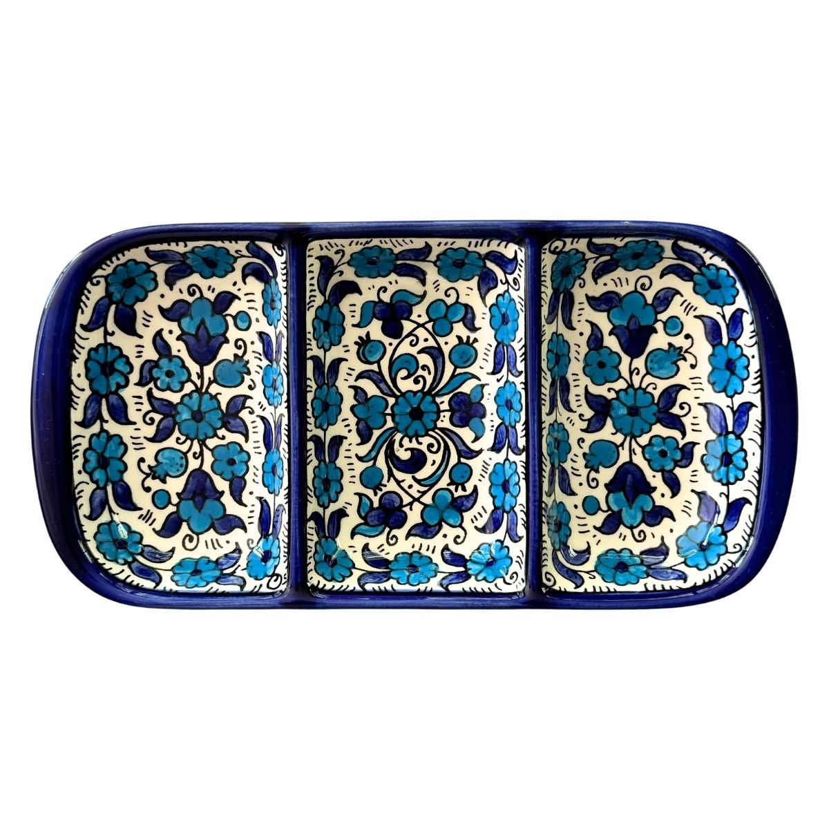 Tri-Split Serving Dish (10”) - Dual Tone Blue Classic