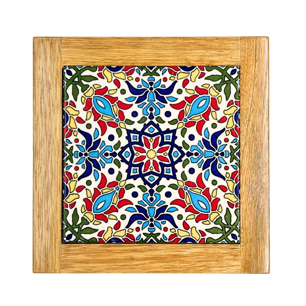 Ceramic & Wood Trivet - Geometric Garden