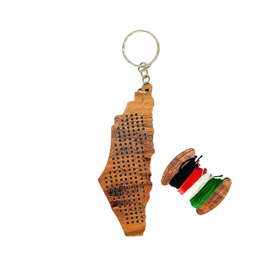 Wooden Palestine Key Chain with DIY Cross Stitch