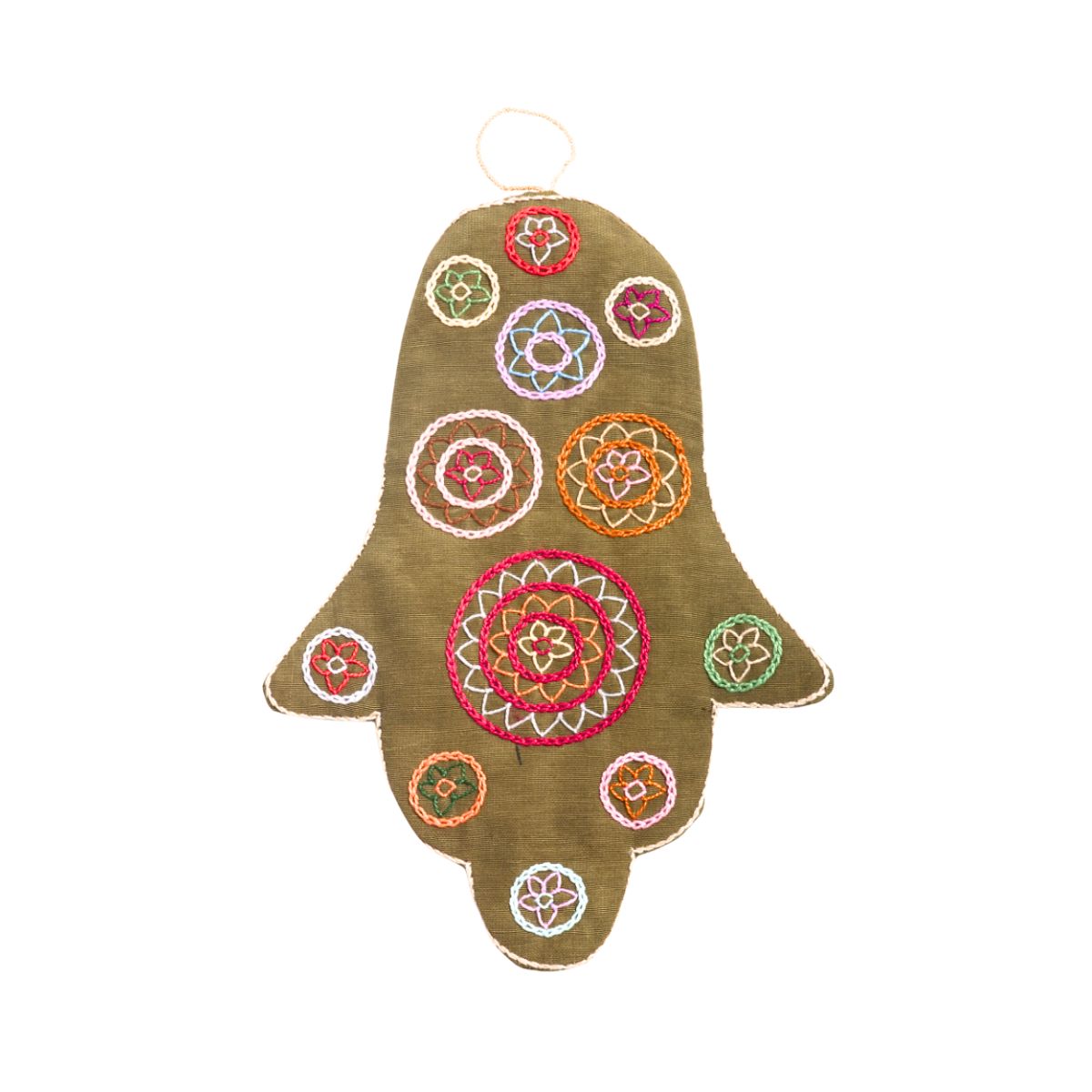 Embroidered Hamsa Wall Hanging - Green