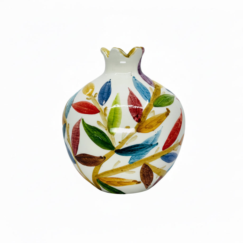 Ceramic Pomegranate Vase - Leaves