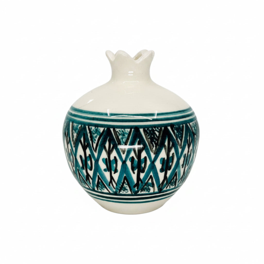 Ceramic Pomegranate Vase - Teal