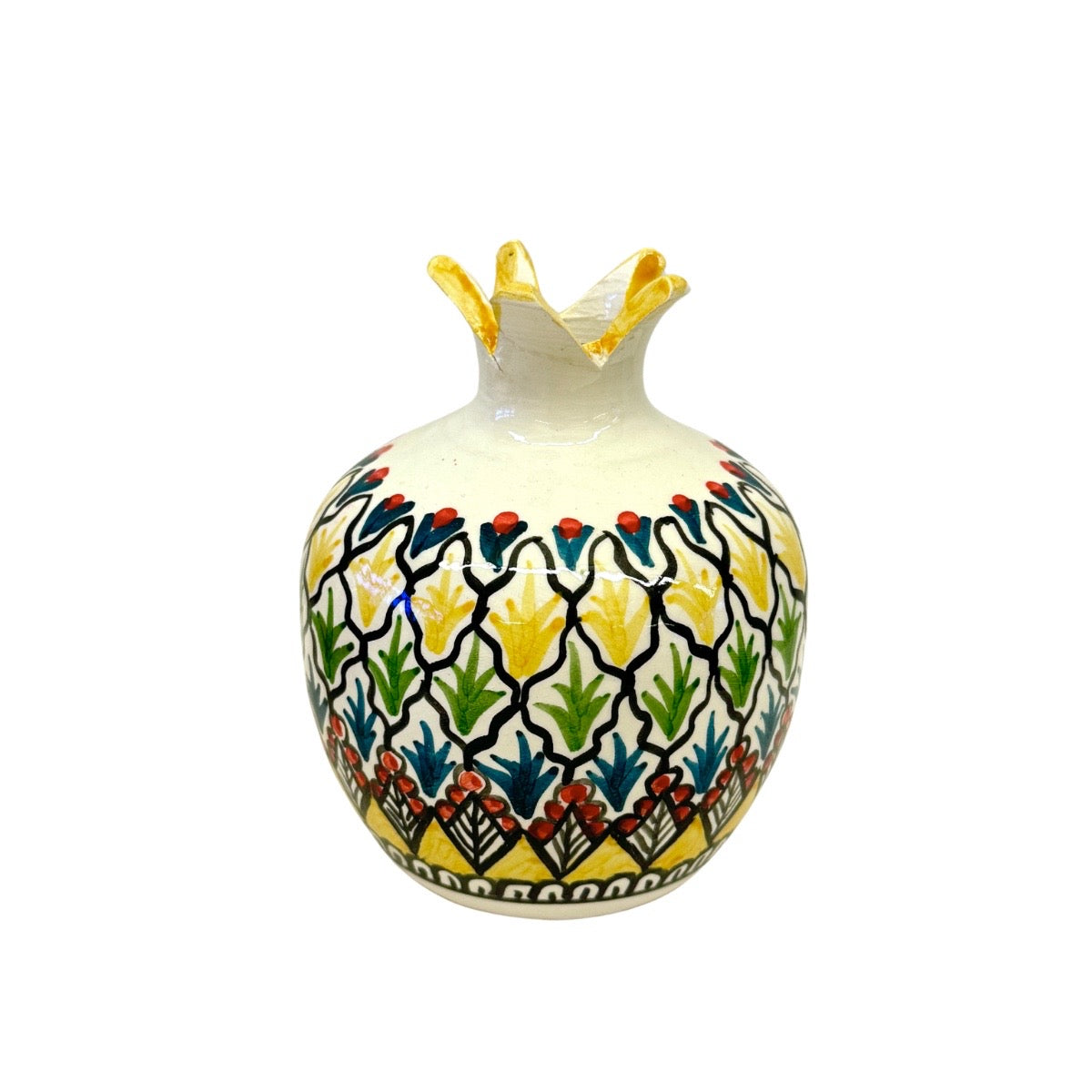 Ceramic Pomegranate Vase - Yellow Mosaic