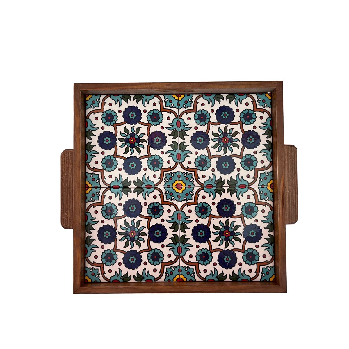 Ceramic and Wood Serving Tray