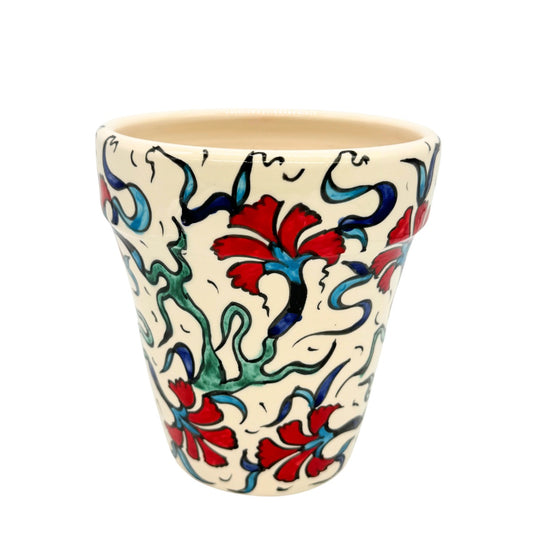 Ceramic Flower Pot - Red & Blue