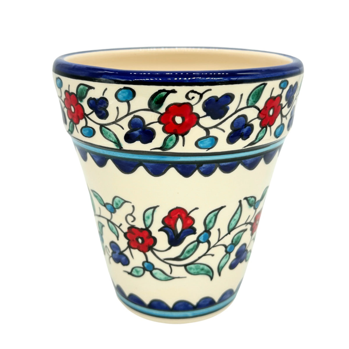 Ceramic Flower Pot - Red & Blue