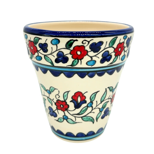 Ceramic Flower Pot - Red & Blue