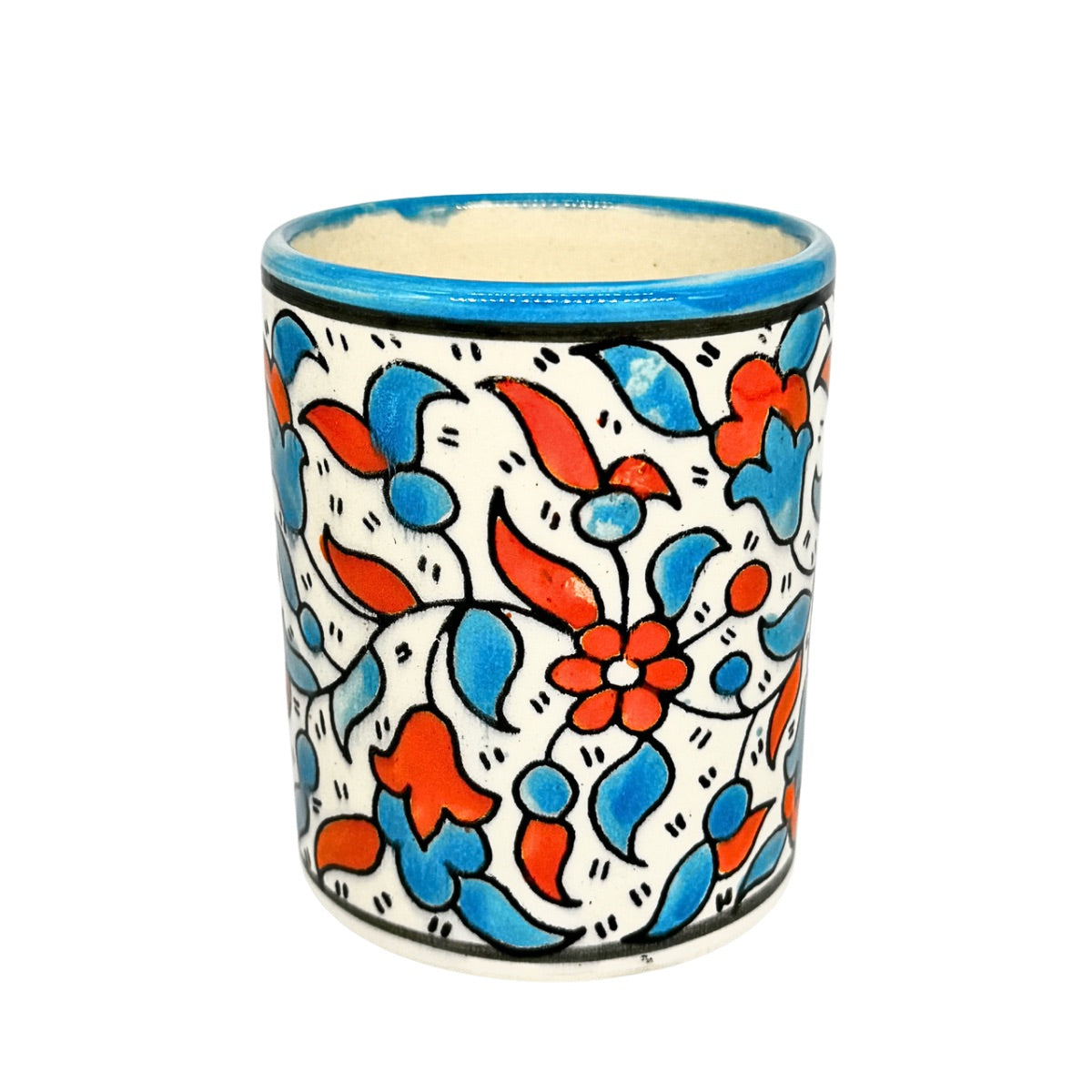 Ceramic Mug without Handle - Blue & Orange