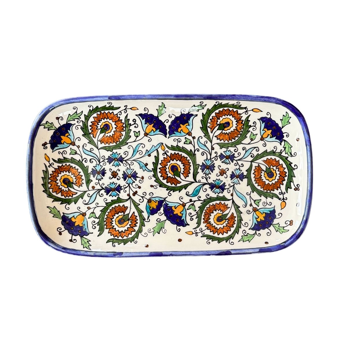 Ceramic Rectangular Plate (12”) - White Floral