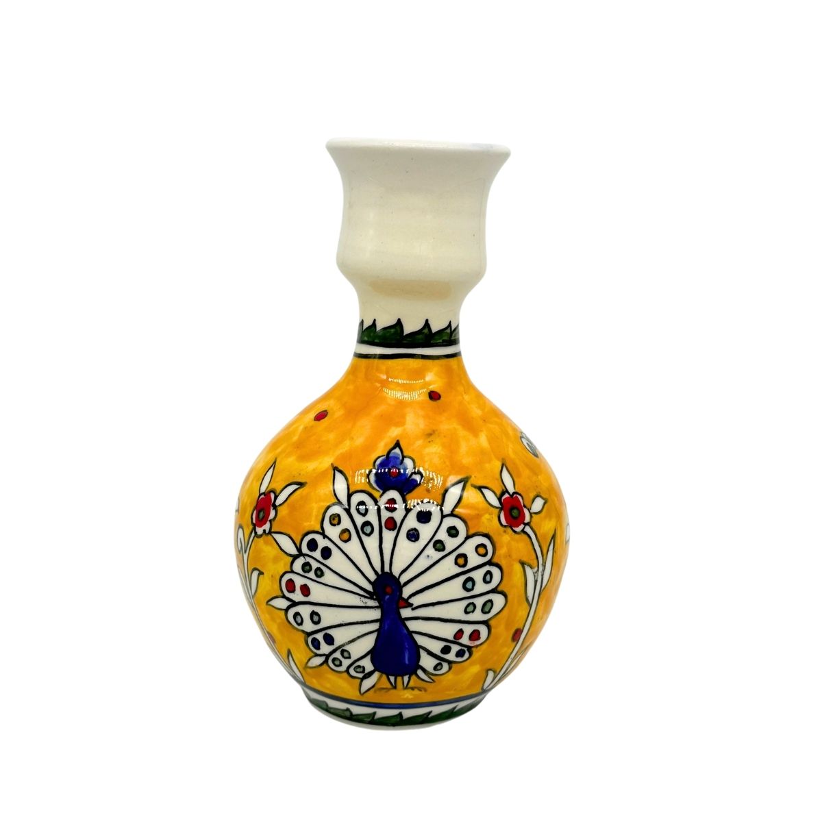 Ceramic Vase - Yellow Peacock