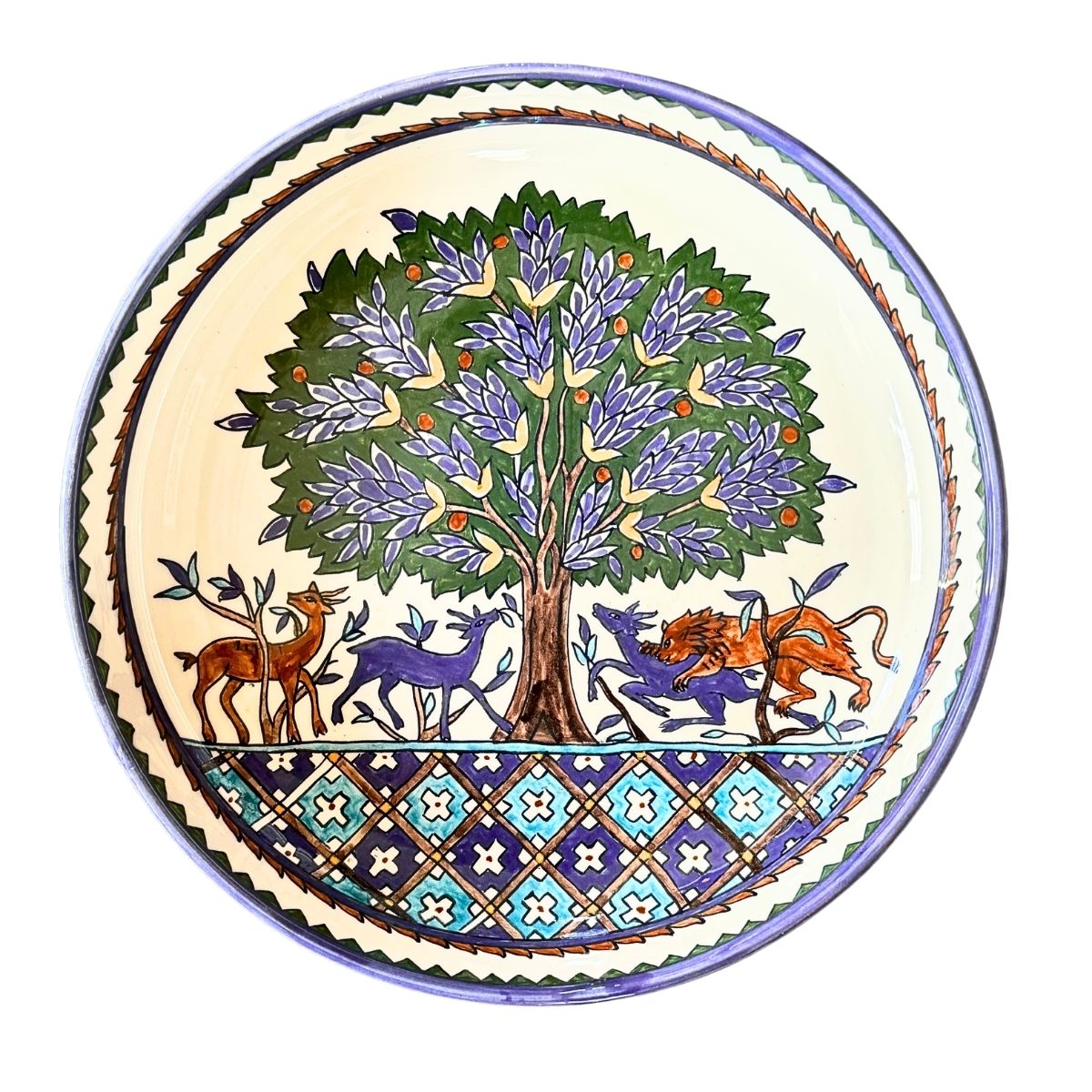 Ceramic Low Serving Bowl (11") - Deer Tree
