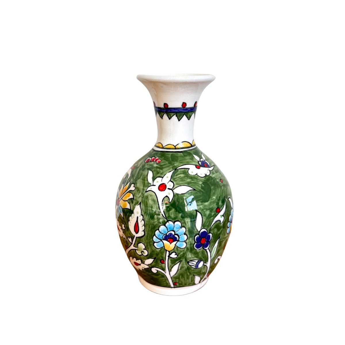 Ceramic Vase - Green Flowers
