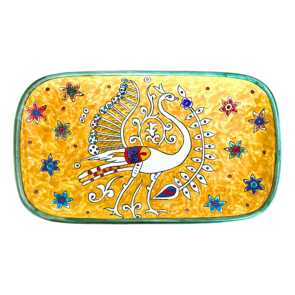 Ceramic Rectangular Serving Platter (12”) Peacock