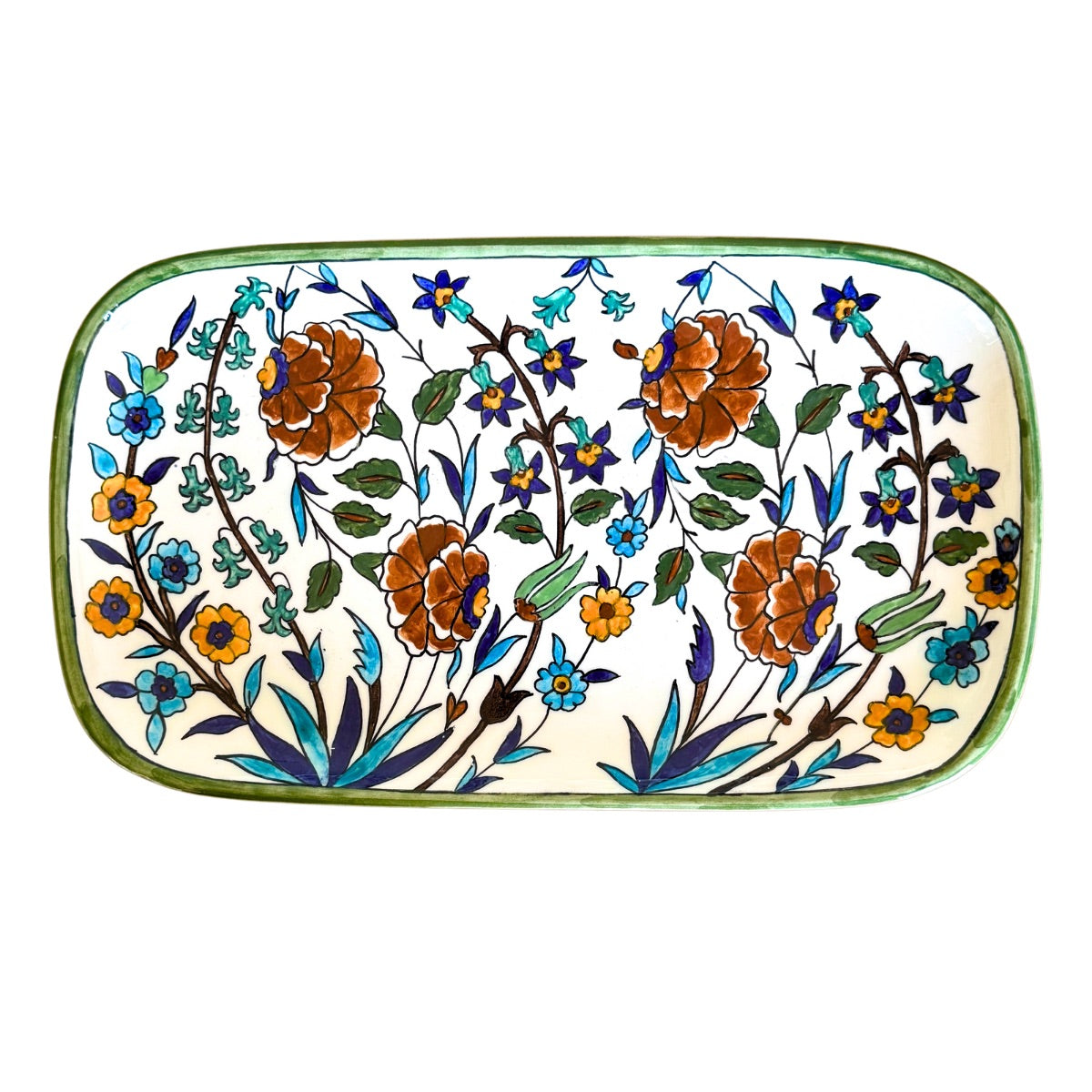 Ceramic Rectangular Serving Platter (12”) Flowers