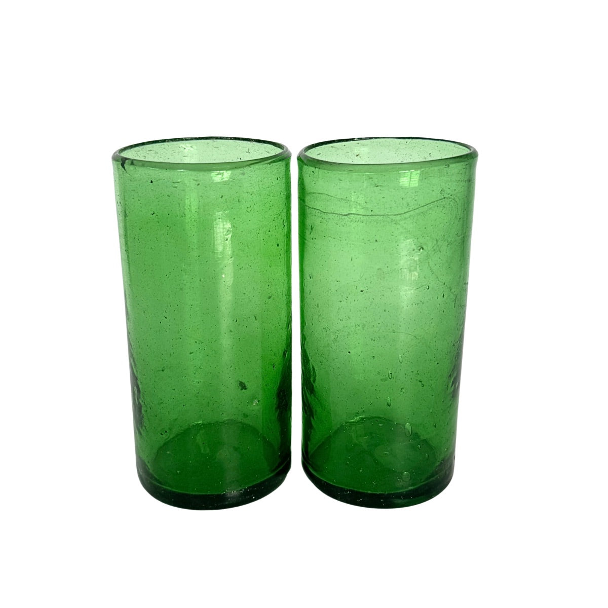 Glass Tumblers (6"), Set of 2 - Emerald