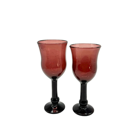 Glass Goblets, Set of 2 - Plum