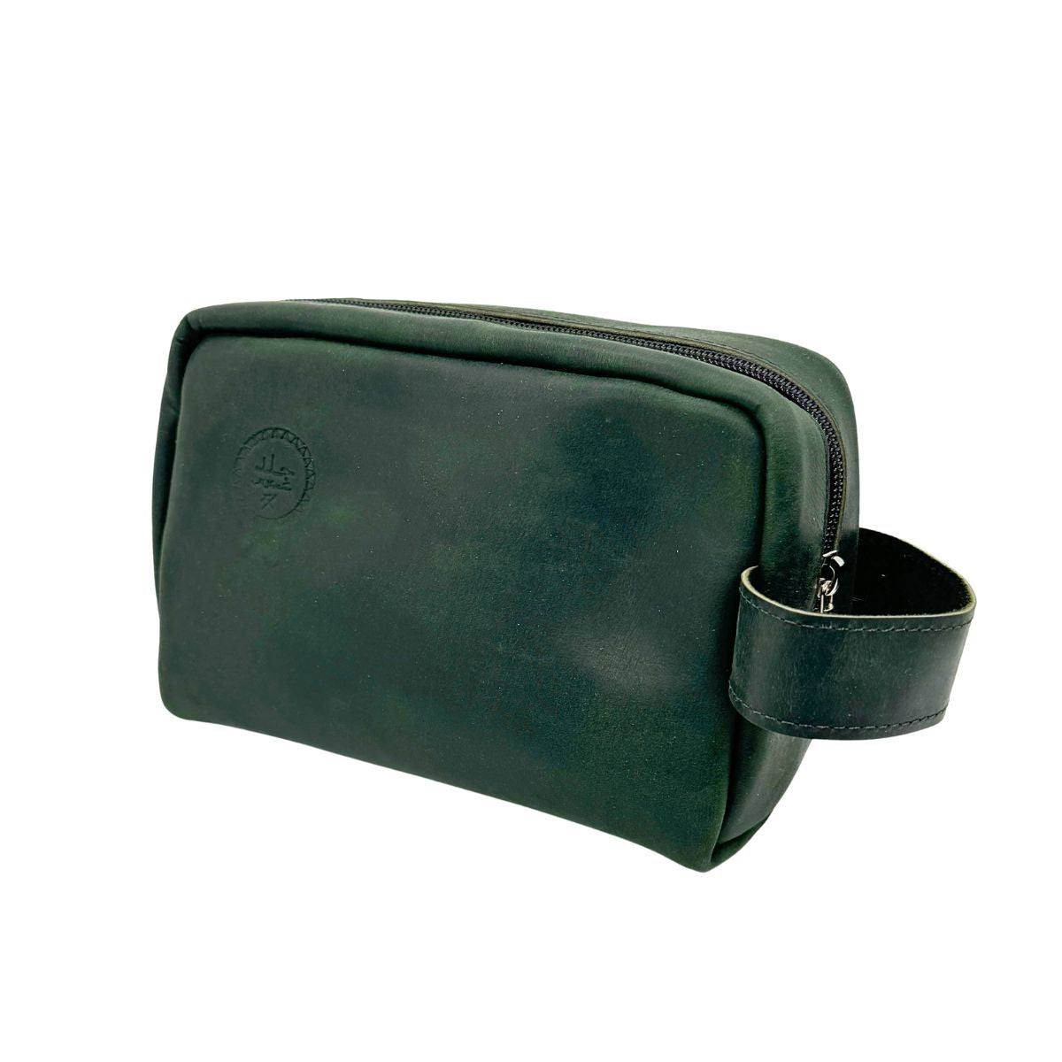 Leather Toiletry Bag - dark green