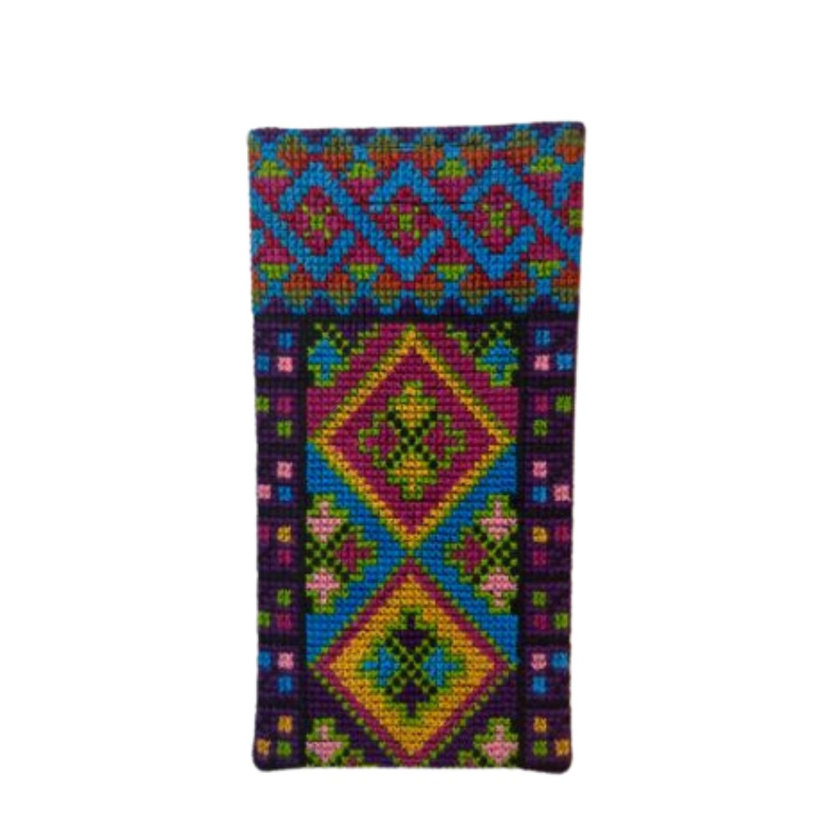 Blue Diamond Embroidered Eye Glass Case