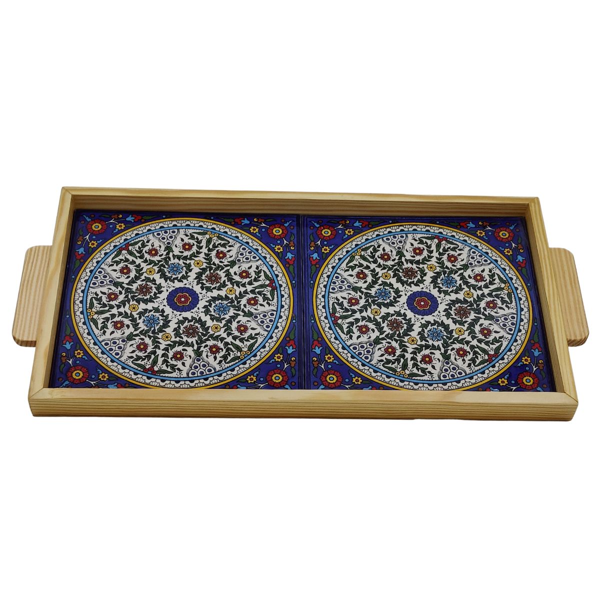 Ceramic and Wood Serving Tray