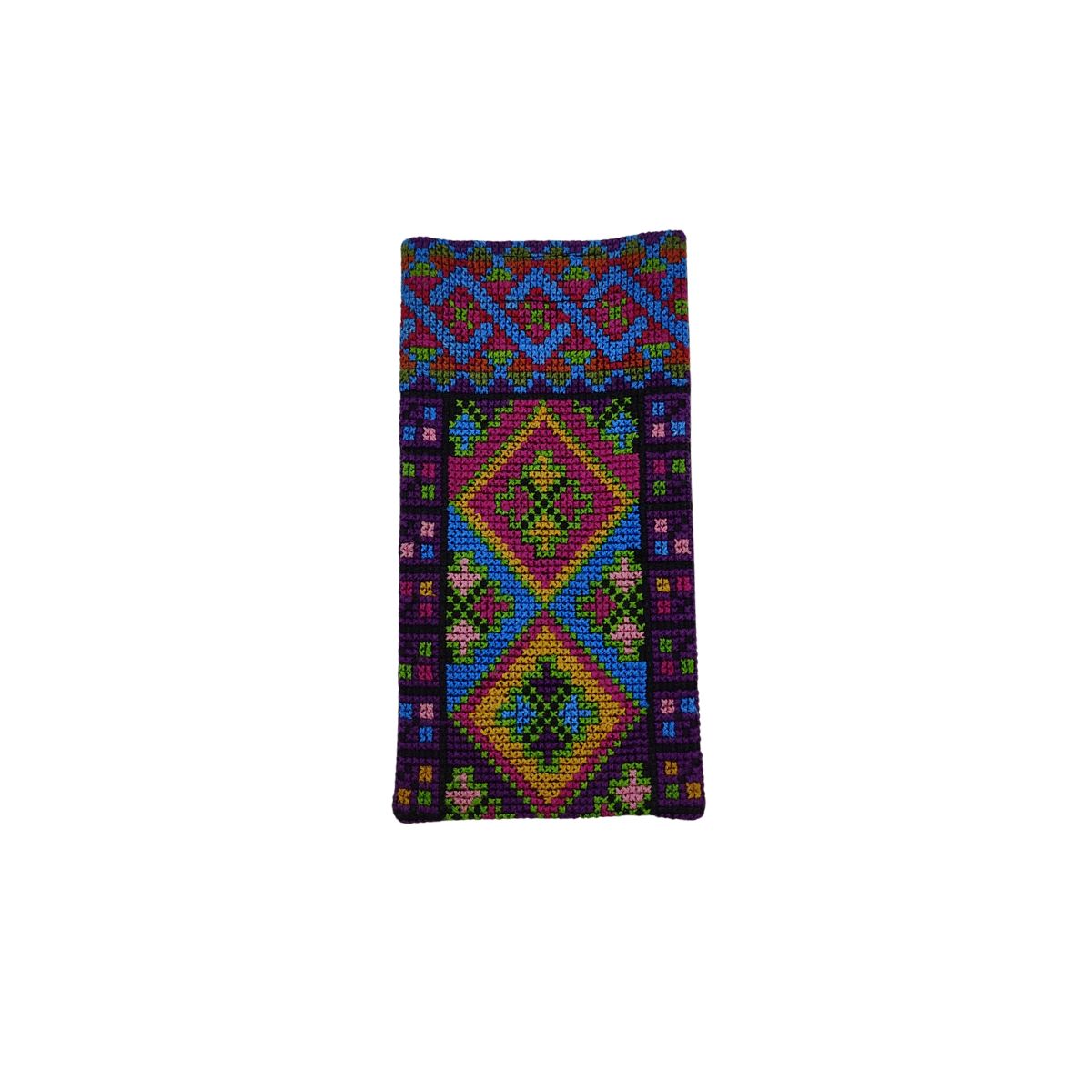 Blue Diamond Embroidered Eye Glass Case