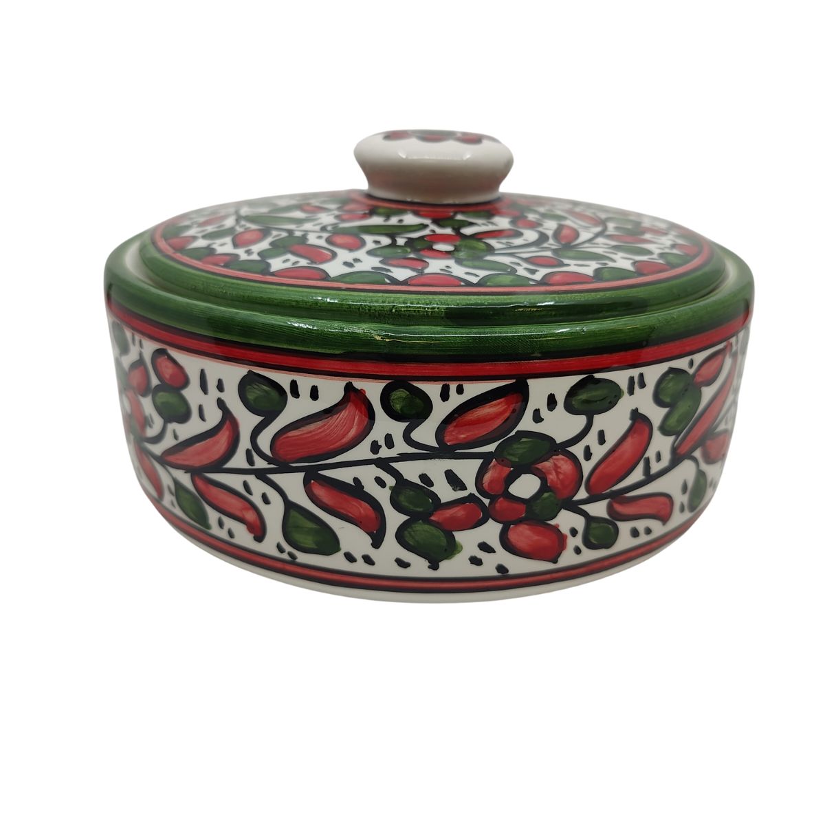 Ceramic Covered Casserole - Red & Green