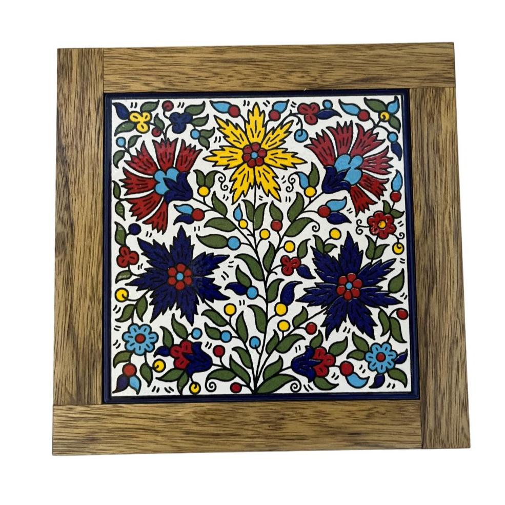 Ceramic and Wood Trivet