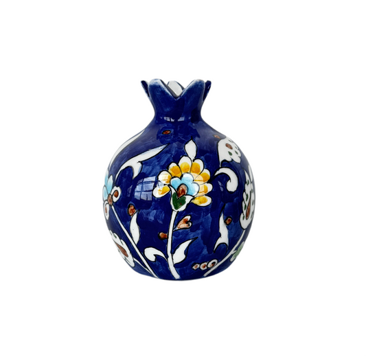 Ceramic Pomegranate Vase - Blue Floral