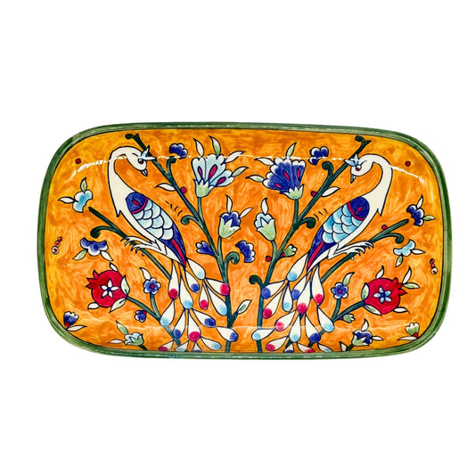 Ceramic Rectangular Serving Plate (13”) - Yellow Birds