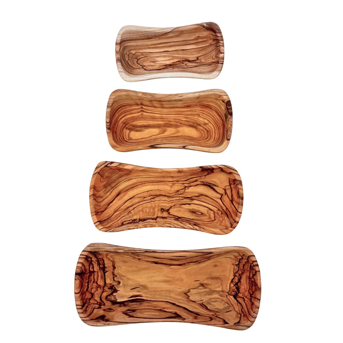 Olive Wood Rectangular Nesting Dishes - Set of Four