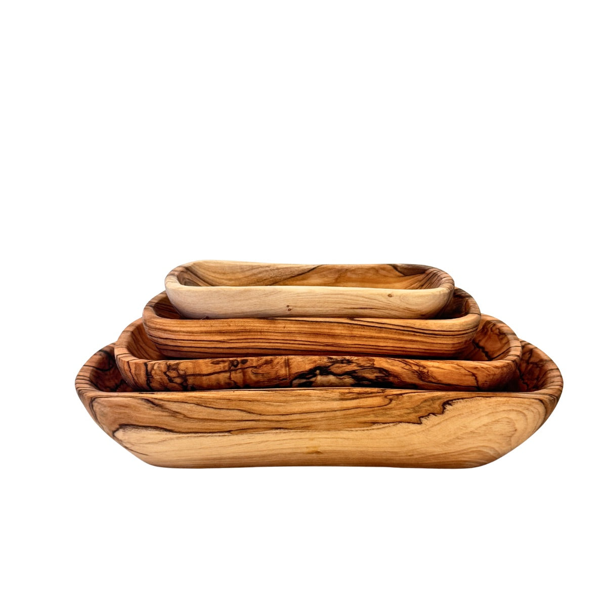 Olive Wood Rectangular Nesting Dishes - Set of Four