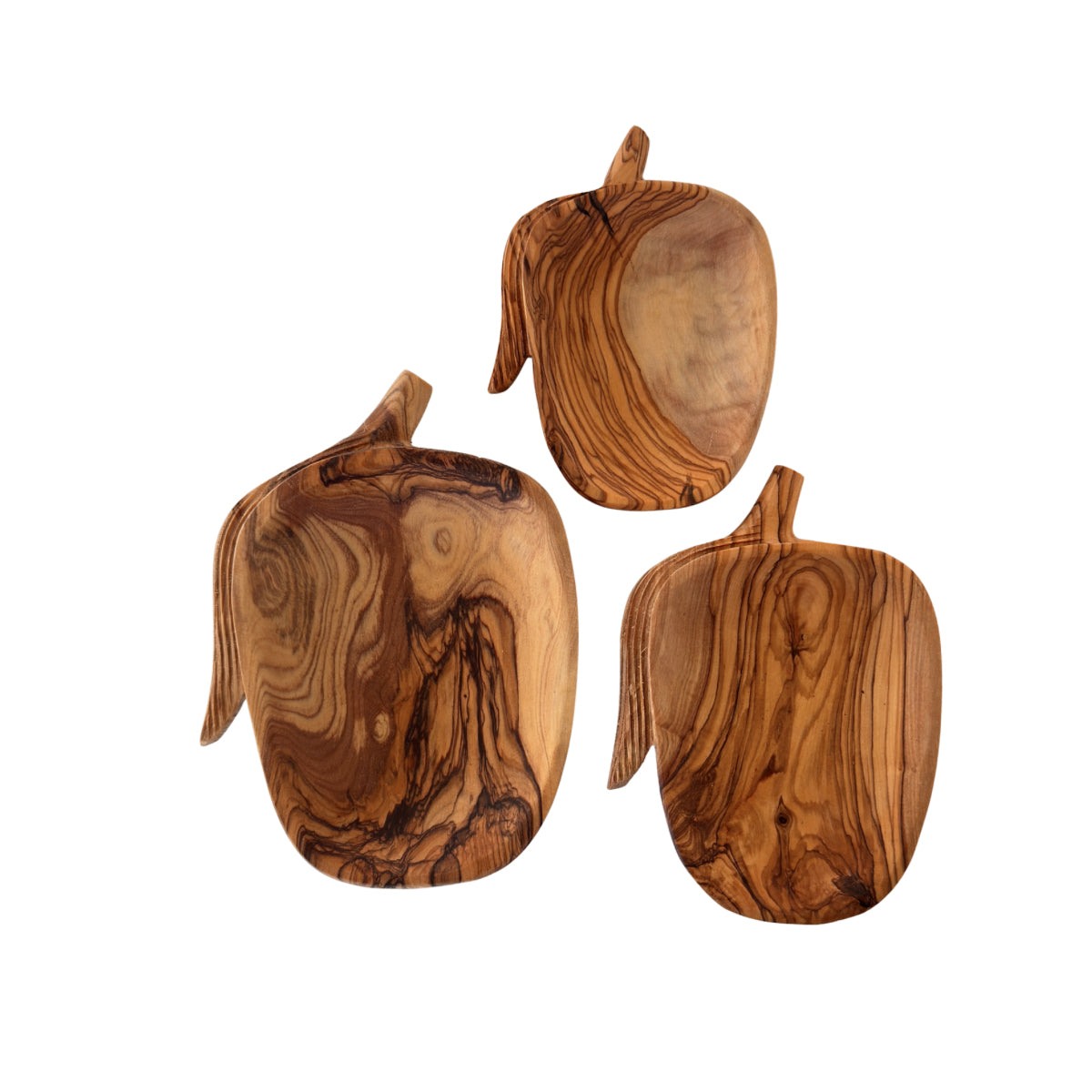 Olive Wood Fruit Dish Set of 3 - Apples