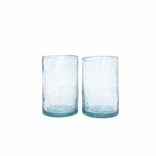 Glass Tumblers (4”), Set of 2 - Cerulean