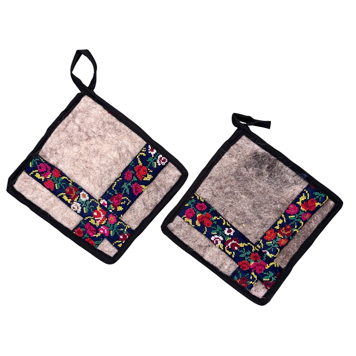 Embroidered Felt Pot Holders (Set of Two)