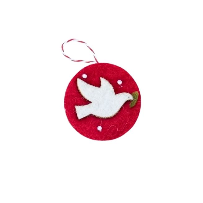 Olive Wood Dove Ornament (Circle)