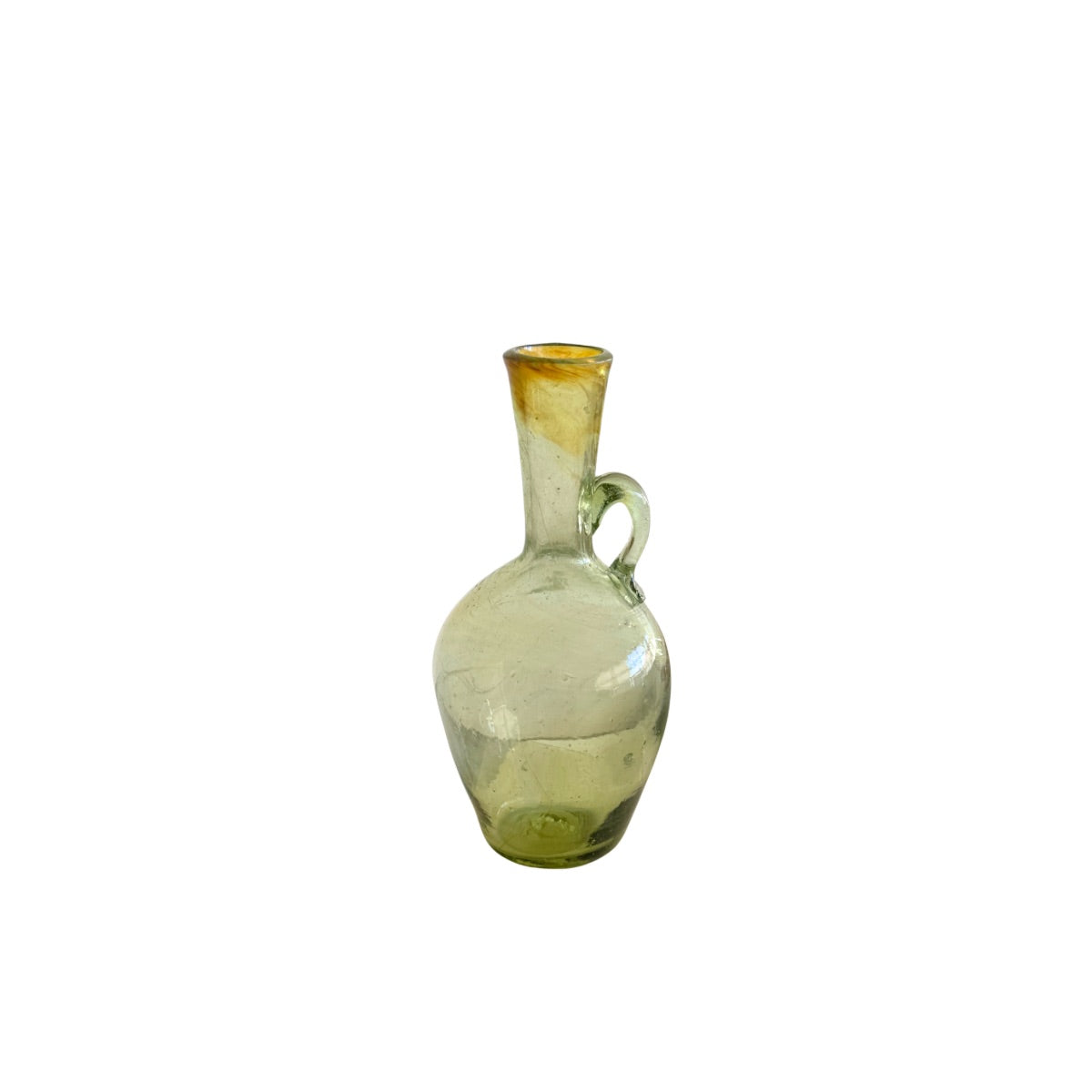 Hebron Glass Vase/Pitcher w/Handle (6”) - Moss