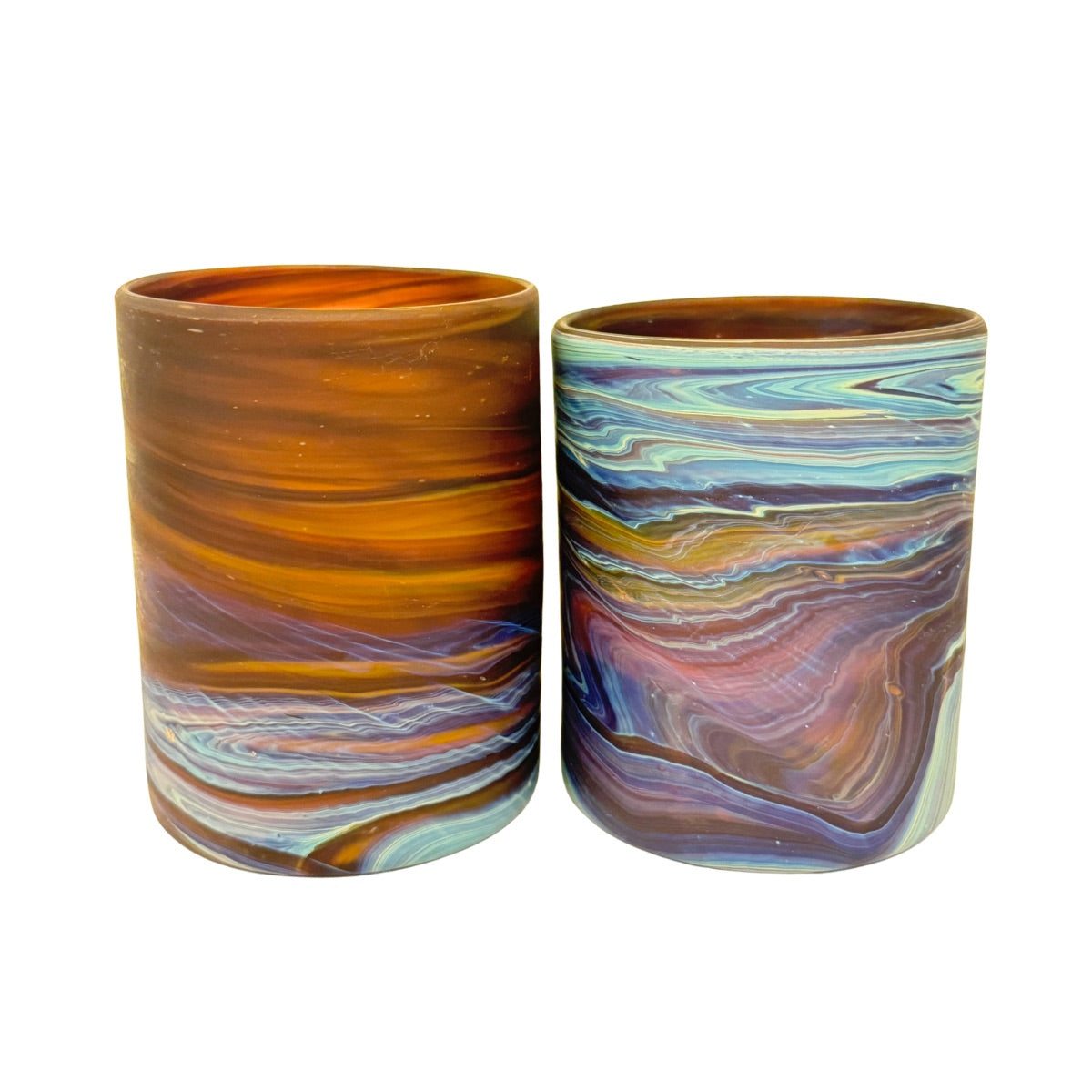 Phoenician Glass Tumblers Set of 2, (4" x 2.5") - Amber