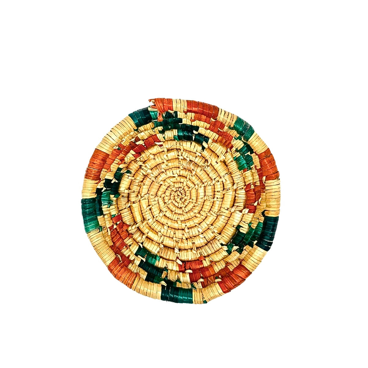 Basket by Women in Salfit (5") - Green/Orange