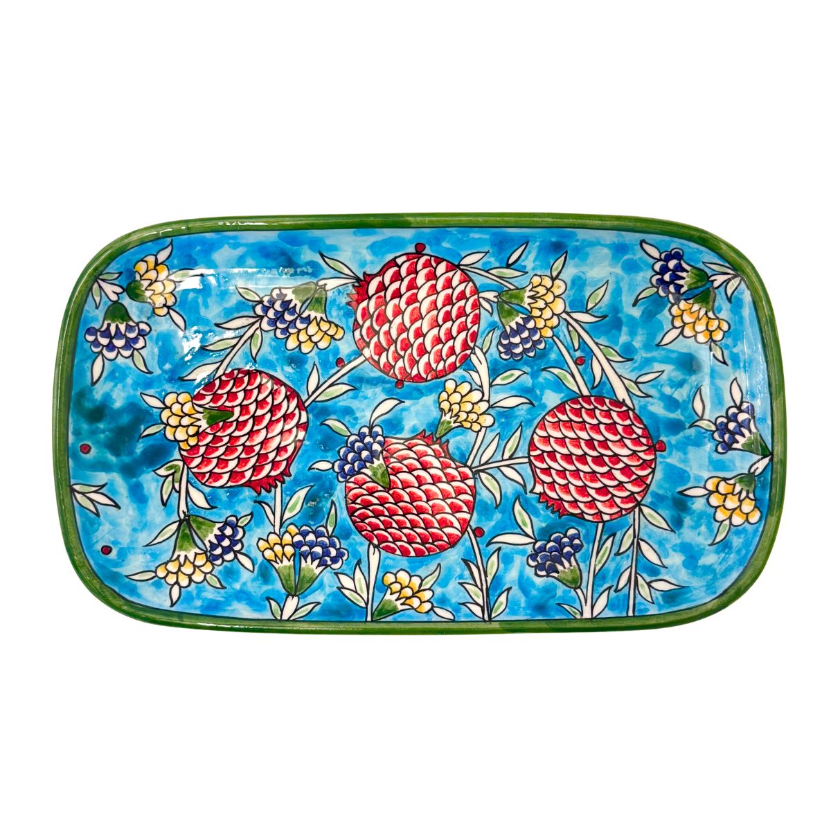 Ceramic Rectangular Plate (13”) -Pomegranates