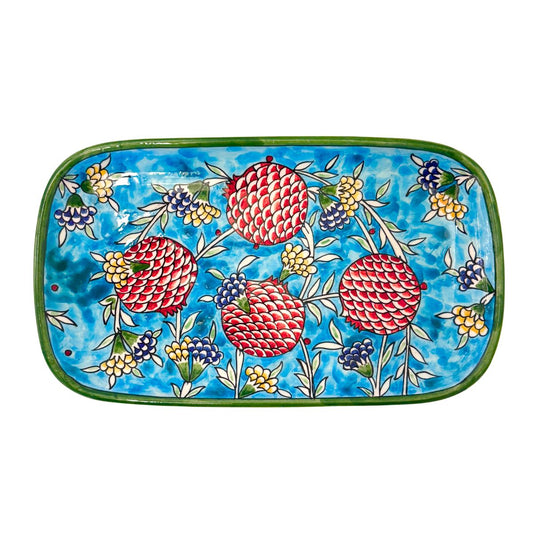 Ceramic Rectangular Plate (13”) -Pomegranates