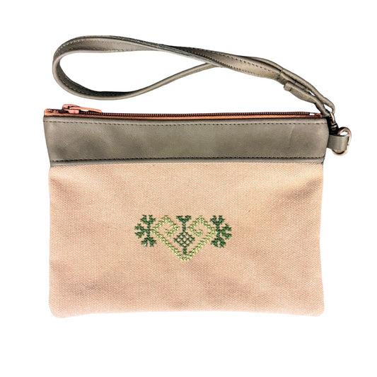 Heart Tatreez Pouch- Green