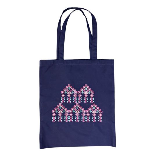 Embroidered Tote (Blue) - Bells