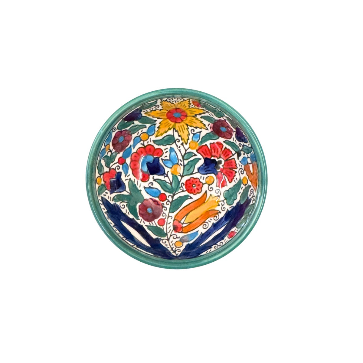 Ceramic "Dipping" Bowl (3.5”) - Aqua Floral