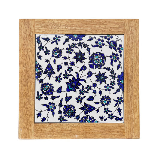 Ceramic and Wood Trivet - Armenian Vine