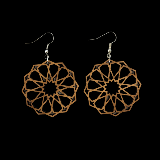 Olive Wood Arabesque Earrings