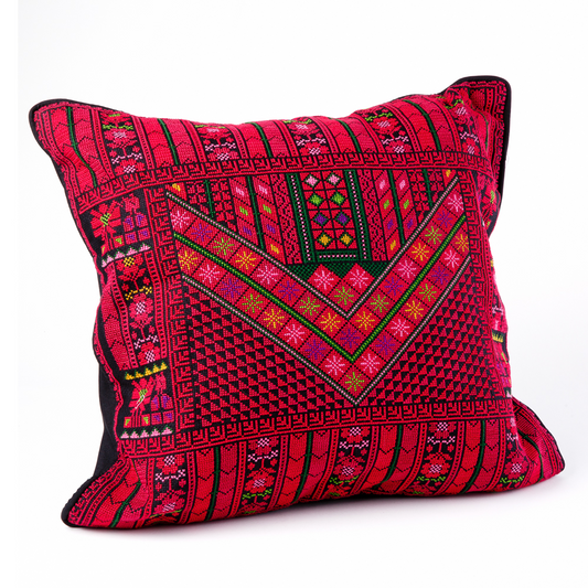 Embroidered Pillow Cover - Qabba Red (L)